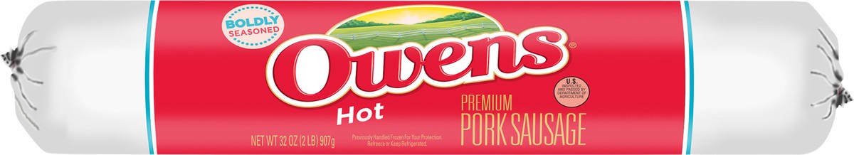 slide 11 of 12, Owens Sausage Hot, 32 oz