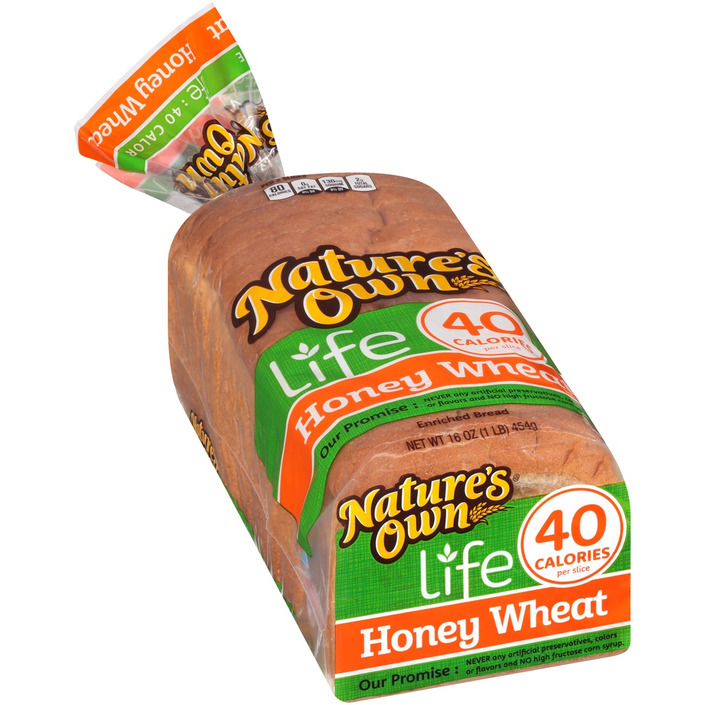 slide 6 of 8, Nature's Own Nature’s Own Life Honey Wheat, 40 Calories per Slice Keto Friendly Sandwich Bread, 16 oz Loaf, 16 oz
