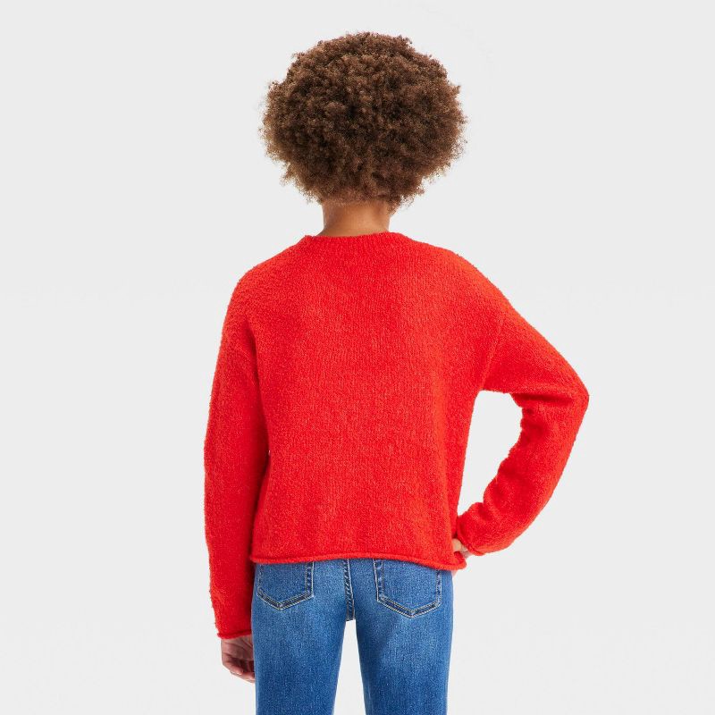 slide 2 of 5, Girls' Pullover Boucle Sweater - Cat & Jack™ Red L, 1 ct