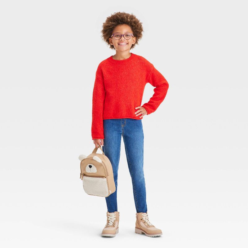 slide 3 of 5, Girls' Pullover Boucle Sweater - Cat & Jack™ Red L, 1 ct