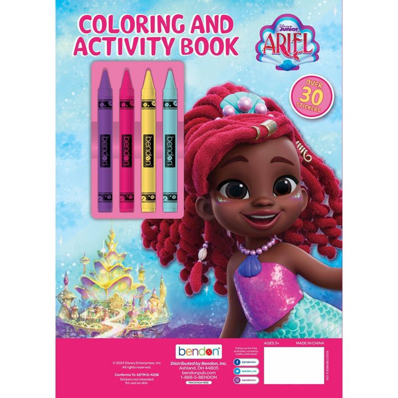 slide 2 of 5, Bendon Disney Jr Ariel Coloring Book with Crayons, 1 ct