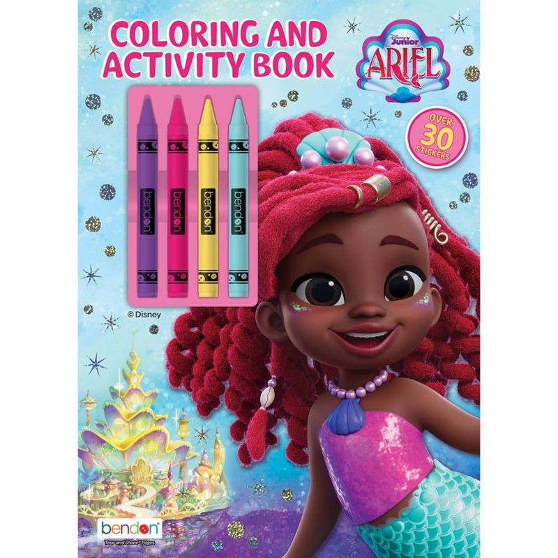slide 1 of 5, Bendon Disney Jr Ariel Coloring Book with Crayons, 1 ct