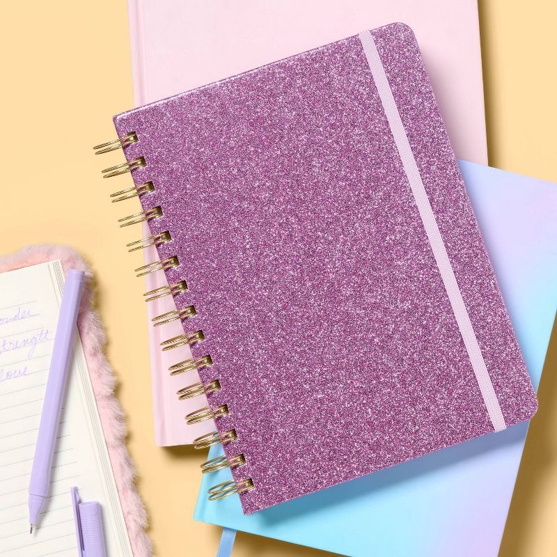 slide 2 of 4, 6"x8" Pink Glitter Spiral Notebook - up&up™, 1 ct