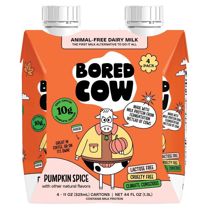 slide 1 of 6, Bored Cow Animal-Free Pumpkin Spice Dairy Milk - 4pk/44oz, 4 ct, 44 oz