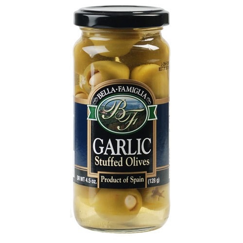 slide 1 of 1, Bella Famiglia Garlic Stuffed Queen Olives, 4.5 oz