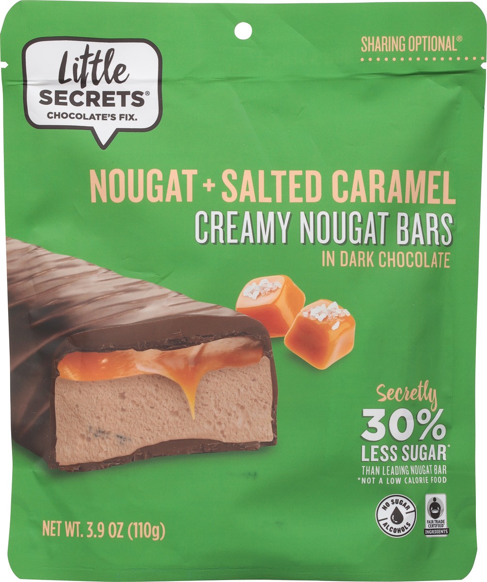 slide 8 of 9, Little Secrets Creamy Nougat + Salted Caramel Nougat Bars in Dark Chocolate 3.9 oz, 3.9 oz