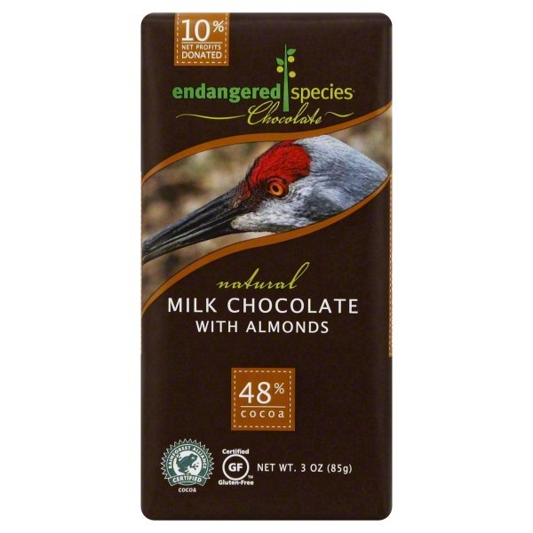 slide 1 of 1, Endangered Species Milk Chocolate, with Almonds, 48% Cocoa, 3 oz