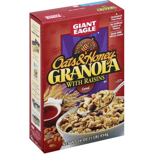 slide 1 of 1, Giant Eagle Cereal, Oats & Honey Granola With Raisins, 16 oz