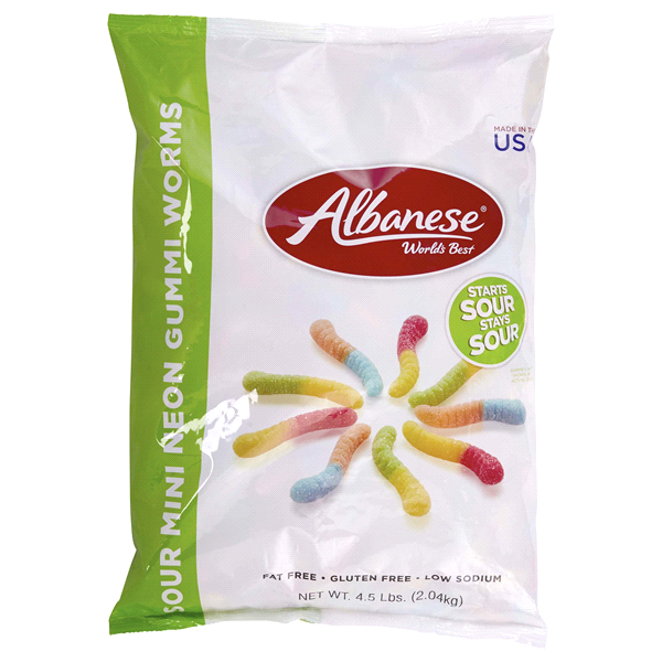 slide 1 of 1, Albanese Sour Mini Neon Gummi Worms, 72 oz