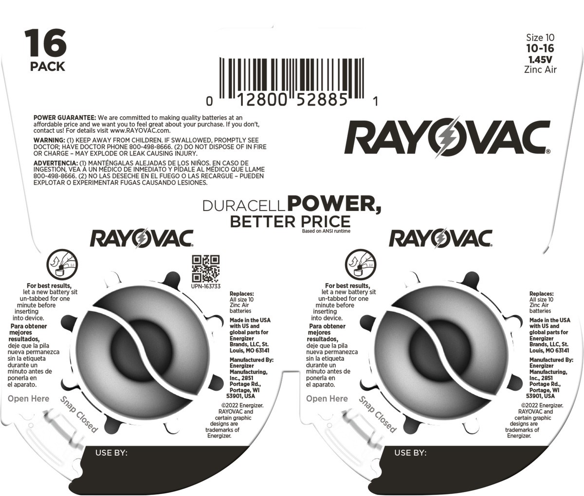 slide 3 of 3, Rayovac Size 10 Hearing Aid Batteries (16 Pack), Size 10 Batteries, 16 ct