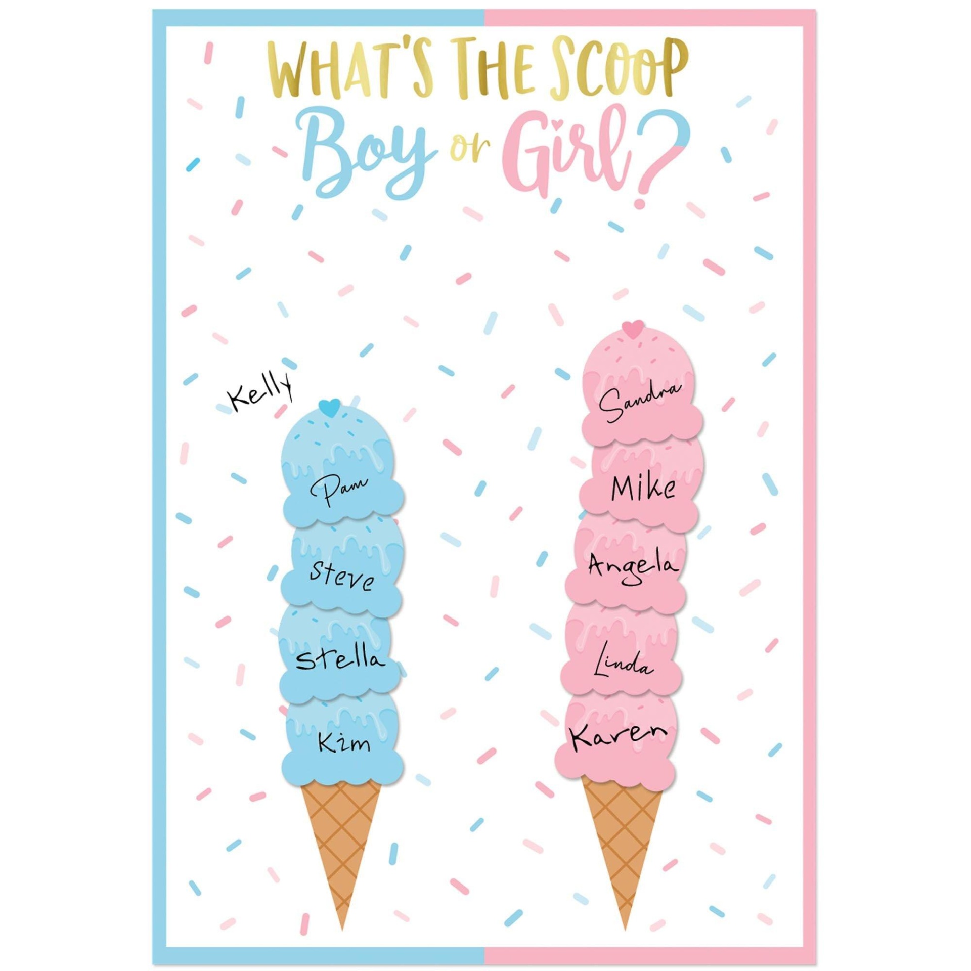 slide 1 of 1, Party City Ice Cream Themed Boy or Girl Gender Reveal Voting Board with 24 Stickers The Big Reveal, 1 ct