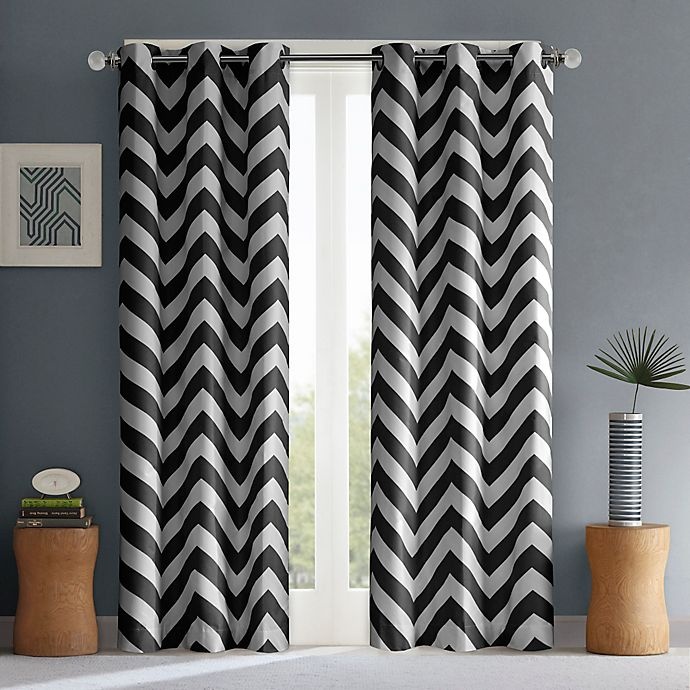 slide 1 of 3, Intelligent Design Libra Room-Darkening Grommet Top Window Curtain Panel Pair - Black, 63 in