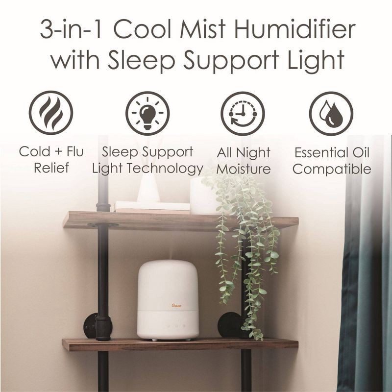 slide 3 of 8, Crane 3-in-1 Cool Mist Humidifier with Essential Oil Diffuser and Sleep Support Night Light - 0.5gal, 1/2 gal