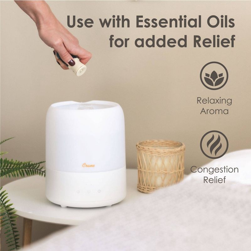 slide 5 of 8, Crane 3-in-1 Cool Mist Humidifier with Essential Oil Diffuser and Sleep Support Night Light - 0.5gal, 1/2 gal
