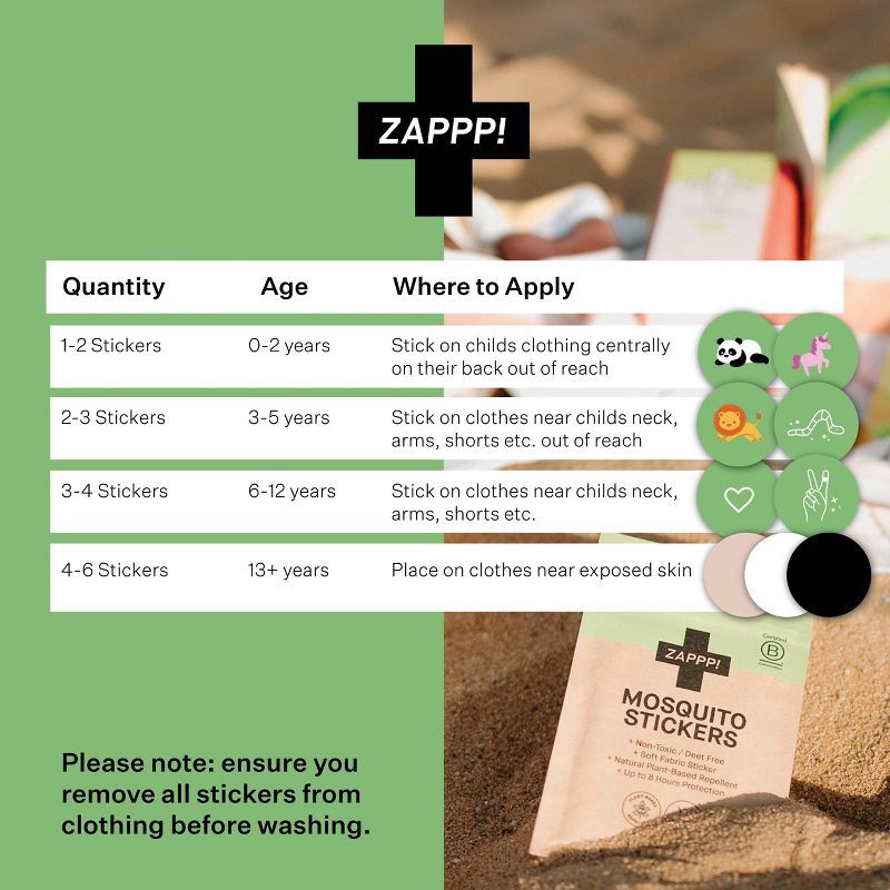 slide 5 of 7, ZAPPP! Mosquito Repellent Stickers - Natural, Safe, DEET-Free Protection 30pk, 30 ct