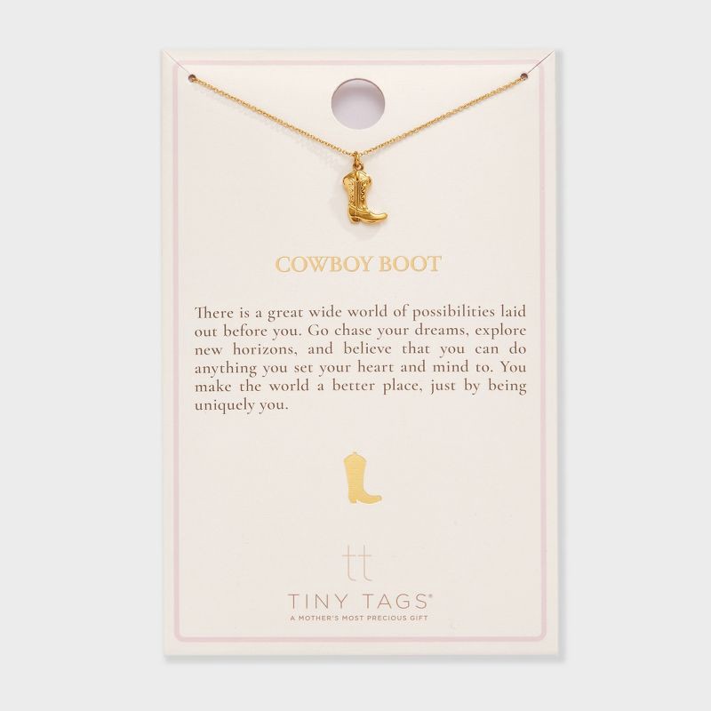slide 6 of 6, Tiny Tags 14K Gold Ion Plated Cowboy Boot Necklace - Gold, 1 ct