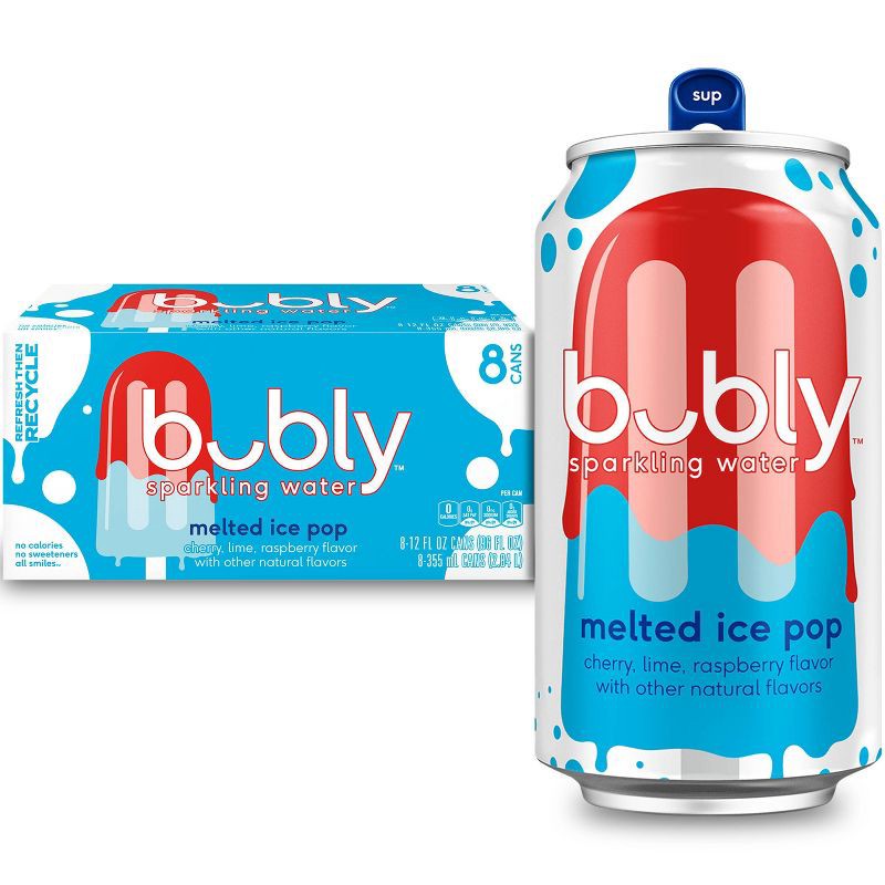 slide 1 of 6, bubly Melted Ice Pop Sparkling Water - 8pk/12 fl oz Cans, 8 ct; 12 fl oz