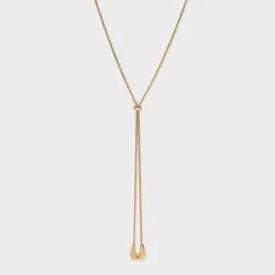 Teardrop Bean Adjustable Necklace - A New Day™ Gold: Lobster Claw Clasp, Nickel-Free Metal, 32" Length