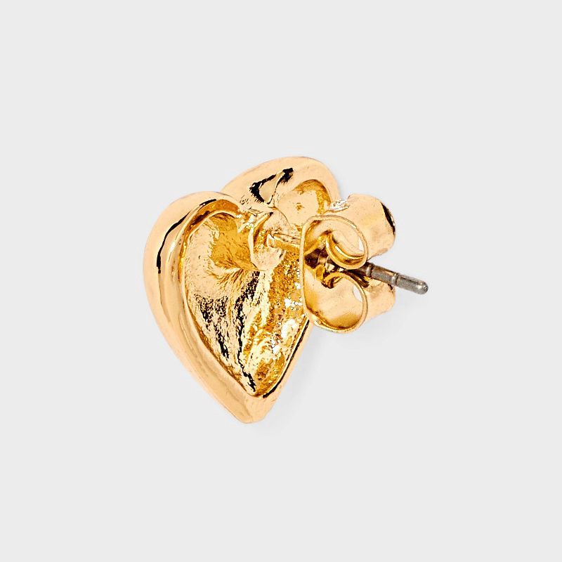 slide 3 of 3, Puff Heart Button Earrings - A New Day™ Gold: Nickel-Free Studs, 1 ct