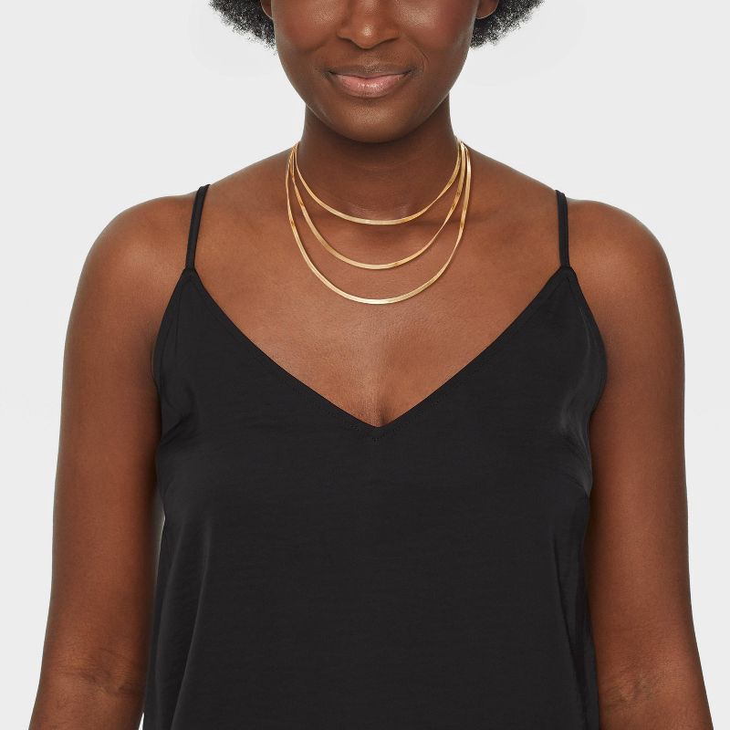 slide 2 of 4, Herringbone Multi-Strand Necklace - A New Day™ Gold: Nickel-Free Metal, Lobster Claw Clasp, 20" Length, 1 ct