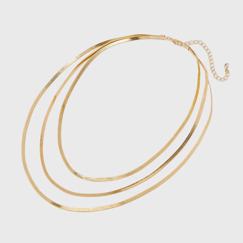 slide 3 of 4, Herringbone Multi-Strand Necklace - A New Day™ Gold: Nickel-Free Metal, Lobster Claw Clasp, 20" Length, 1 ct