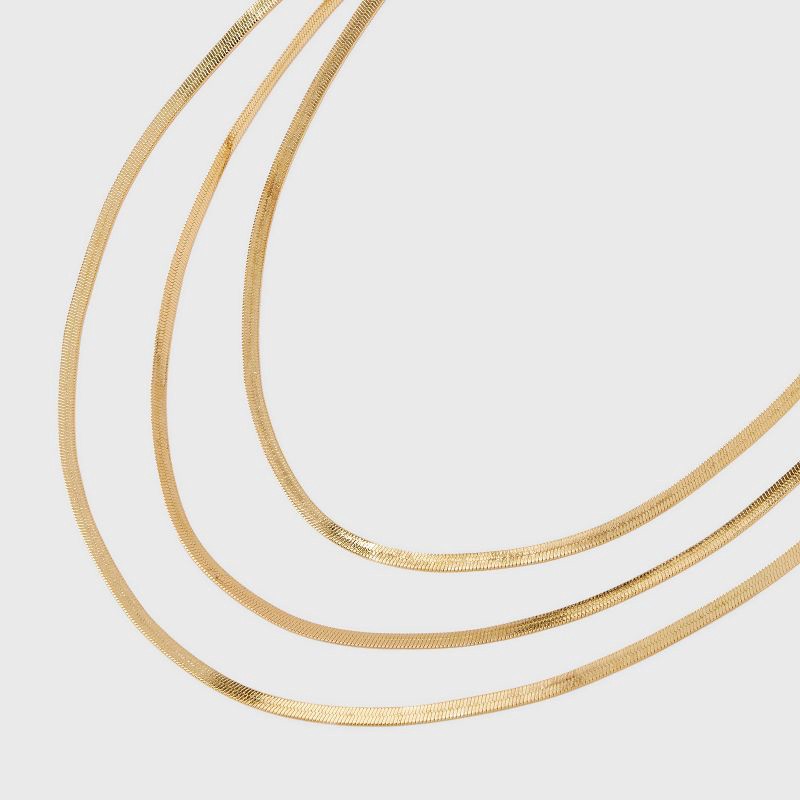 slide 4 of 4, Herringbone Multi-Strand Necklace - A New Day™ Gold: Nickel-Free Metal, Lobster Claw Clasp, 20" Length, 1 ct