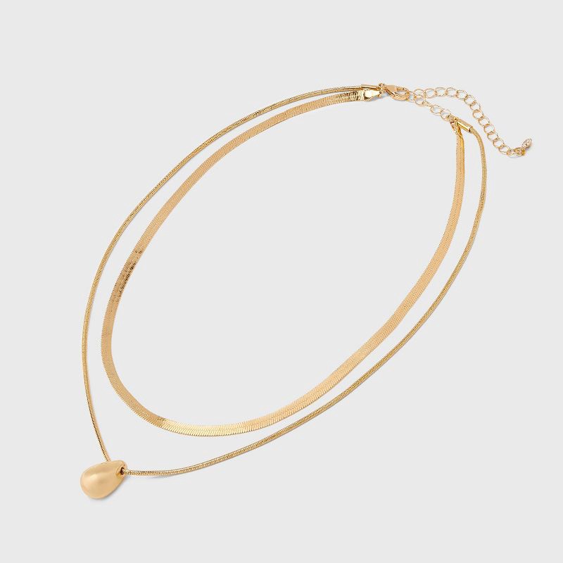 slide 3 of 4, Organic Drop Multi-Strand Necklace - A New Day™ Gold: Nickel-Free Metal, Lobster Claw Clasp, 18" Length, 1 ct