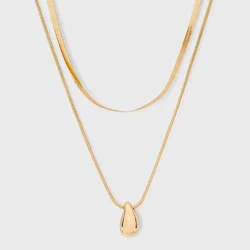 Organic Drop Multi-Strand Necklace - A New Day™ Gold: Nickel-Free Metal, Lobster Claw Clasp, 18" Length