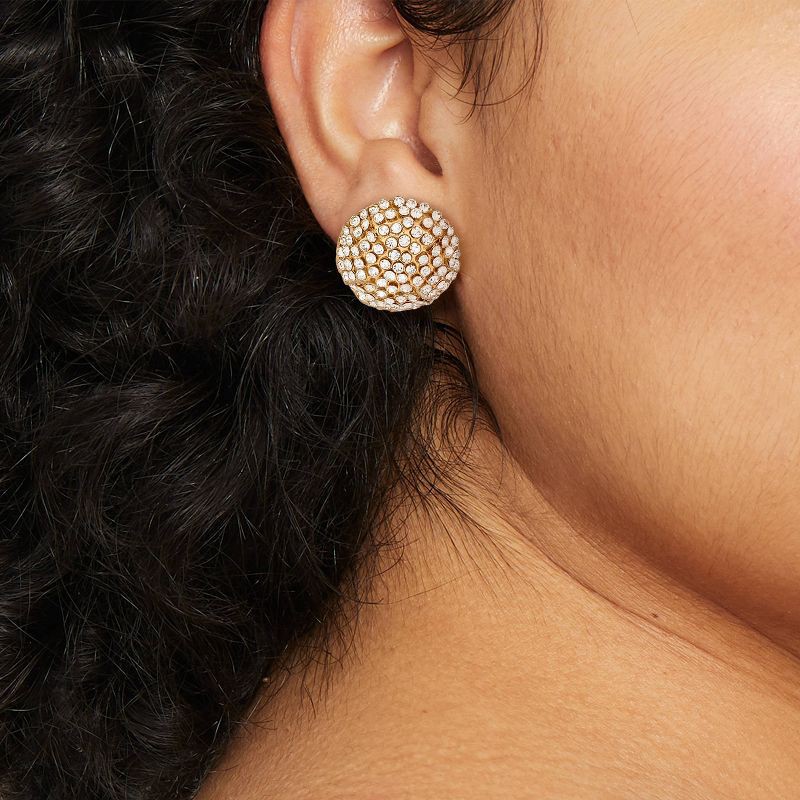 slide 2 of 3, Clear Pave Ball Earrings - A New Day™ Gold: Hypoallergenic Round Statement Accessory, 1 ct