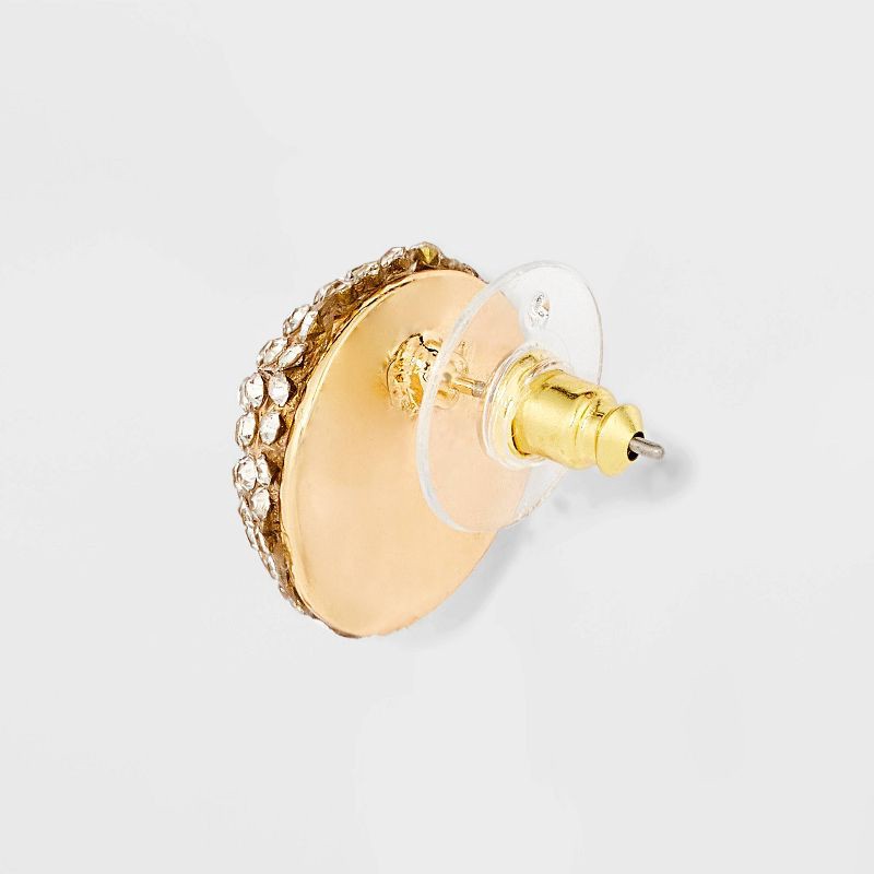 slide 3 of 3, Clear Pave Ball Earrings - A New Day™ Gold: Hypoallergenic Round Statement Accessory, 1 ct