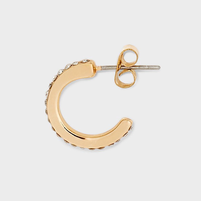 slide 2 of 2, Classic Crystal Earring Set 8pc - A New Day™ Gold: Nickel-Free Metal, Hoop & Stud Styles, 8 ct