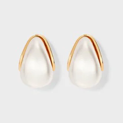 Pearl J-Hoop Earrings - A New Day™ White: Nickel-Free Metal, Post Closure