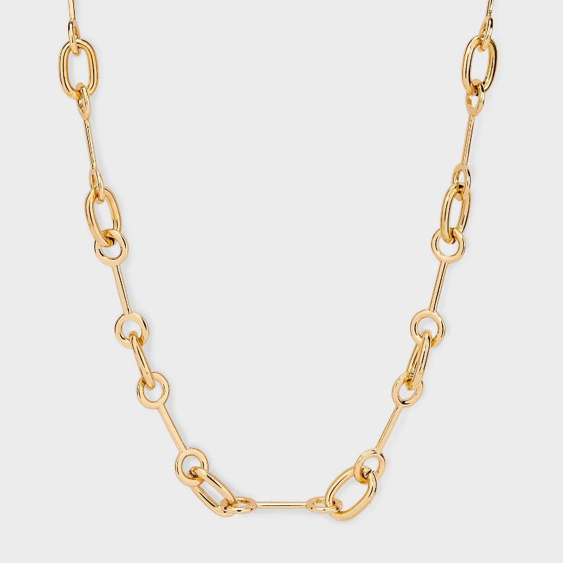 slide 1 of 4, All Around Rolo Chain Necklace - A New Day™ Gold: Nickel-Free Metal, Lobster Claw Clasp, 16" Length, Chain Style, 1 ct