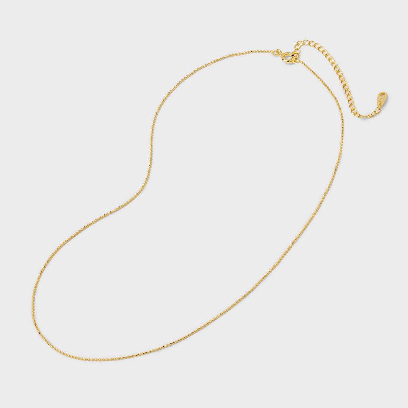 slide 3 of 4, 14k Gold Plated Brass Shot Bead Chain Necklace - A New Day™ Gold: Dainty Jewelry, 19" with 3" Extender, Nickel-Free, 1 ct
