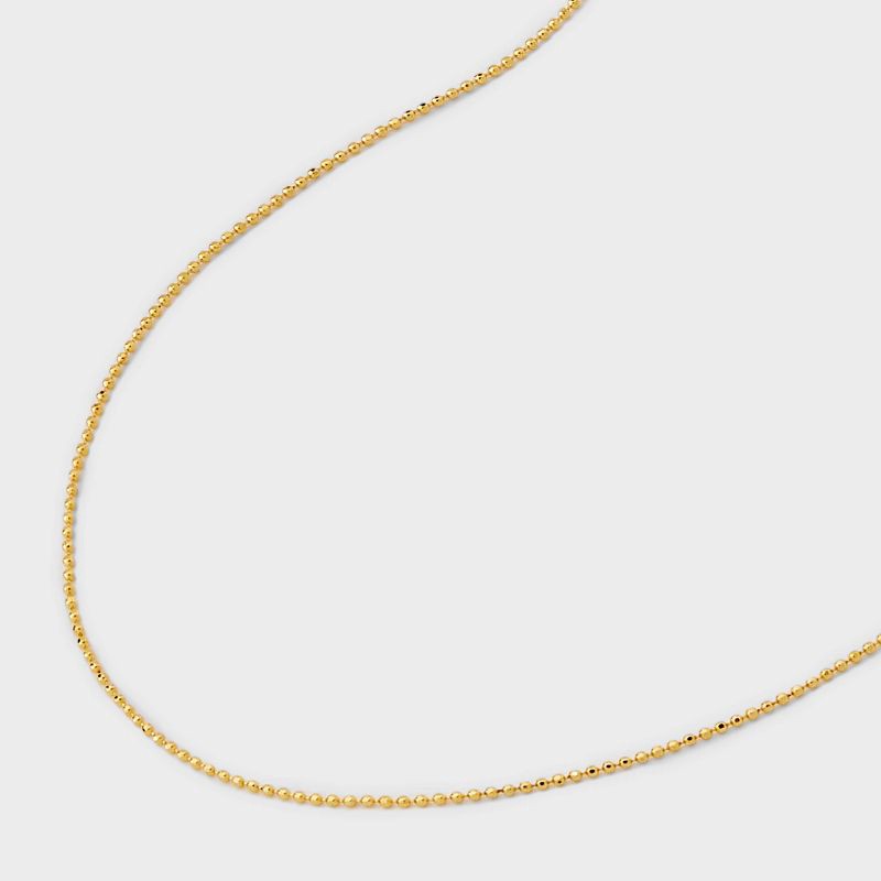 slide 4 of 4, 14k Gold Plated Brass Shot Bead Chain Necklace - A New Day™ Gold: Dainty Jewelry, 19" with 3" Extender, Nickel-Free, 1 ct