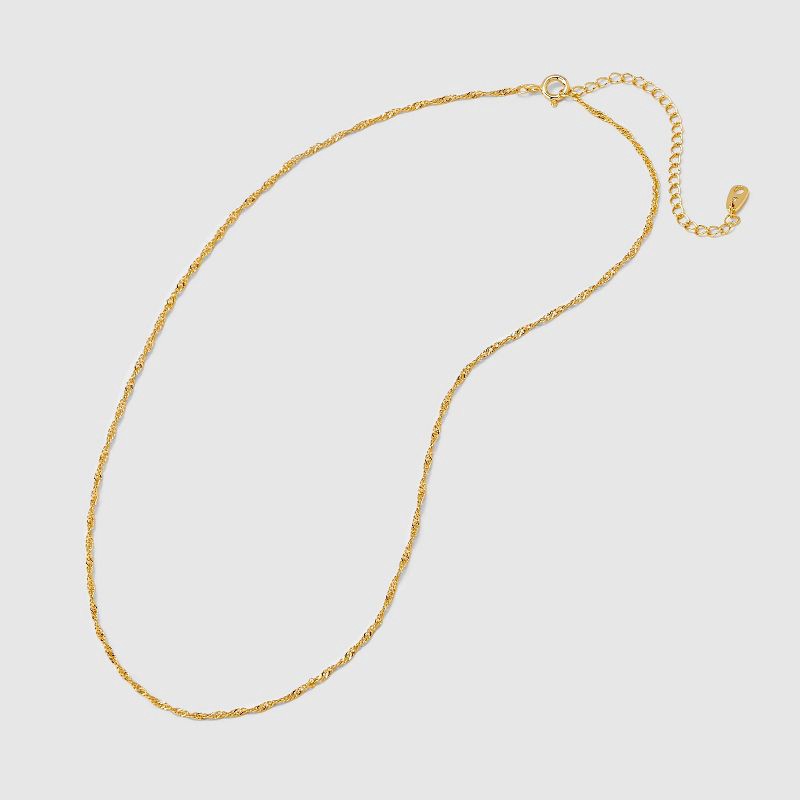 slide 3 of 4, 14k Gold Plated Brass Twisted Singapore Chain Necklace - A New Day™ Gold: 19 Inch, Polished, Nickel-Free, Fashion Jewelry, 1 ct