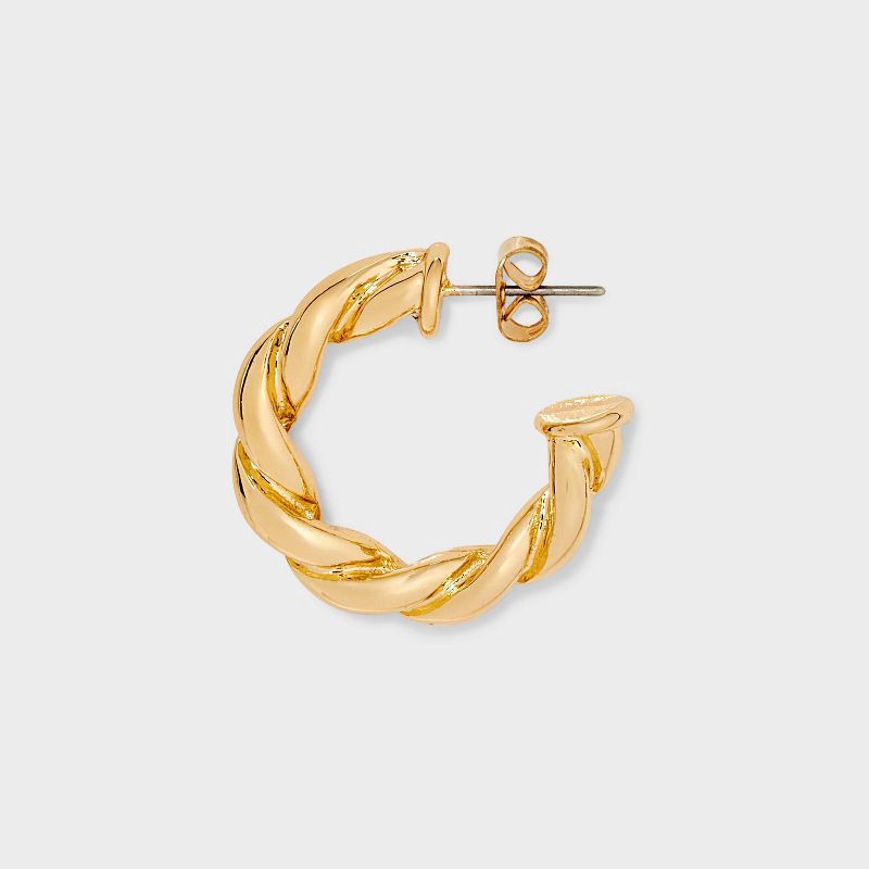 slide 2 of 2, Rigged and Roped Textured Hoop Earring Set 3pc - Universal Thread™ Gold: Nickel-Free Metal, Post Closure, 3 ct