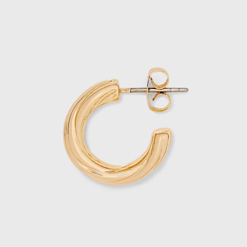 slide 2 of 2, Braided and Twist Textured Hoop Earring Set 3pc - Universal Thread™ Gold: Nickel-Free Jewelry, Post Closure, 3 ct