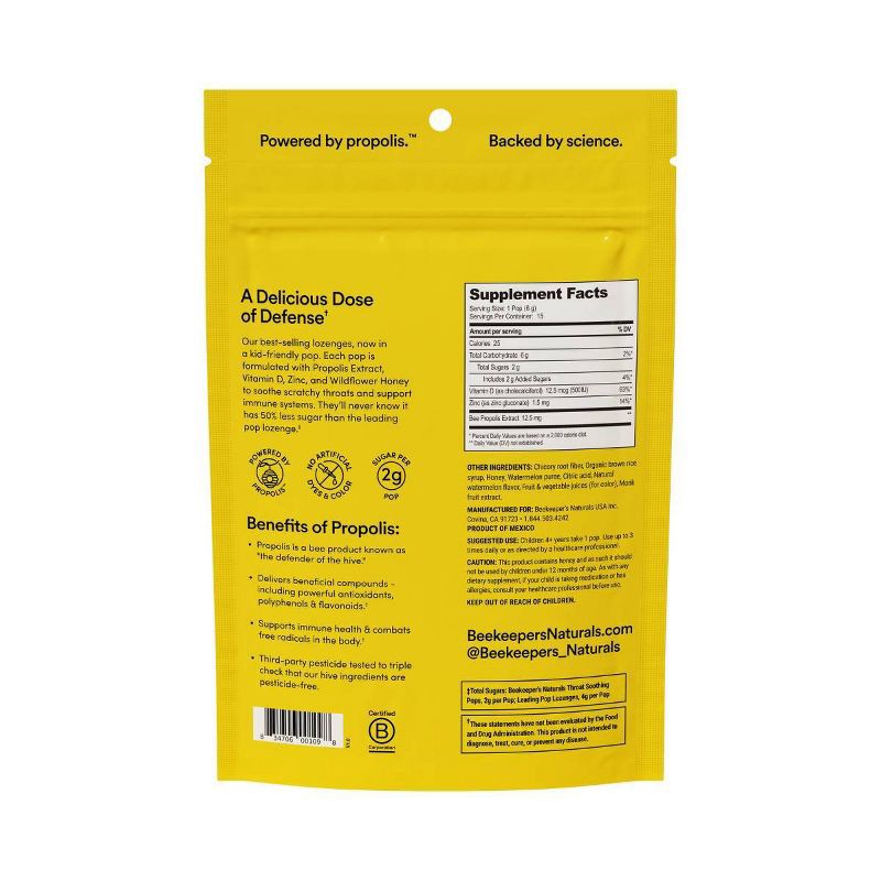 slide 2 of 4, Beekeepers Naturals Kids' Propolis Immune Support Lollipops - Watermelon - 15ct, 15 ct