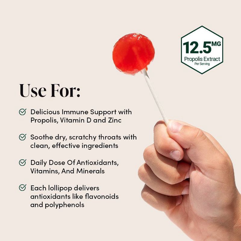 slide 5 of 6, Beekeepers Naturals Kids' Propolis Immune Support Lollipops - Watermelon - 15ct, 15 ct