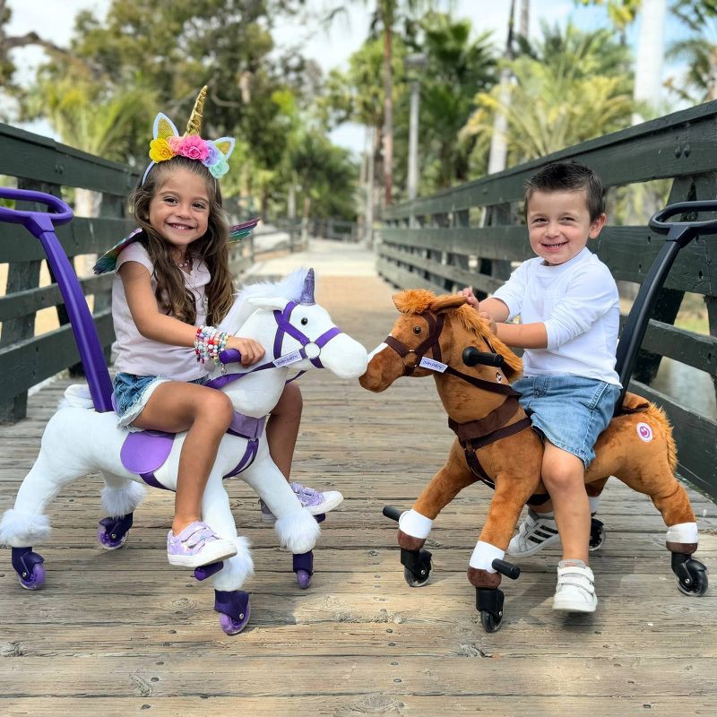 slide 13 of 17, Power Pony Push Riding Toy - Crystal: Steel Pedal & Push, 3+ Years, 100 lb Capacity, 100 lb