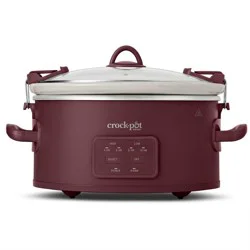 Crock-Pot 6qt Cook & Carry Programmable Slow Cooker Ceramic Lambrusco Red: 3 Settings, Dishwasher-Safe Parts, 210W