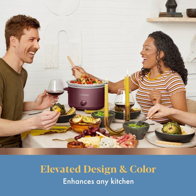 slide 2 of 6, Crock-Pot 4.5qt Slow Cooker Lambrusco Red: Ceramic Stoneware Pot, 3 Settings, Dishwasher-Safe, Tempered Glass Lid, 4.5 qt