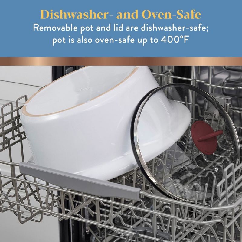 slide 6 of 6, Crock-Pot 4.5qt Slow Cooker Lambrusco Red: Ceramic Stoneware Pot, 3 Settings, Dishwasher-Safe, Tempered Glass Lid, 4.5 qt
