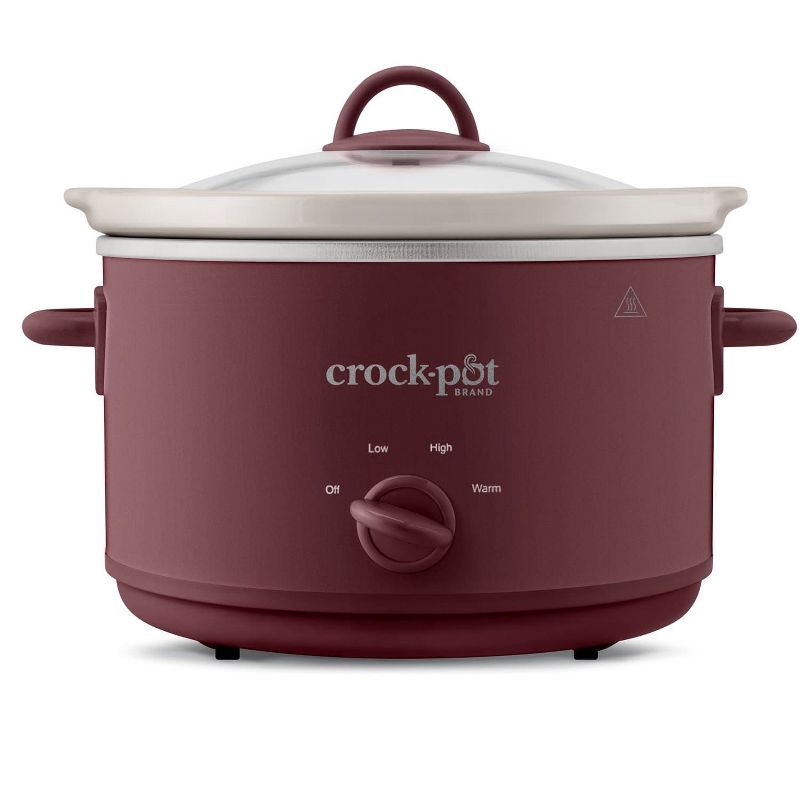 slide 1 of 6, Crock-Pot 4.5qt Slow Cooker Lambrusco Red: Ceramic Stoneware Pot, 3 Settings, Dishwasher-Safe, Tempered Glass Lid, 4.5 qt