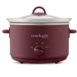 Crock-Pot 4.5qt Slow Cooker Lambrusco Red: Ceramic Stoneware Pot, 3 Settings, Dishwasher-Safe, Tempered Glass Lid