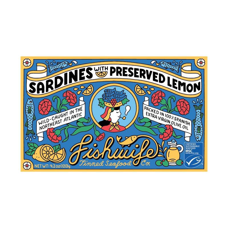 slide 1 of 5, Fishwife Tinned Seafood Co Fishwife Sardines with Preserved Lemon - 4.2oz, 4.2 oz