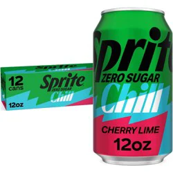 Sprite Zero Chill Cherry Lime Natural Flavor Soda - 12pk/12 fl oz Cans