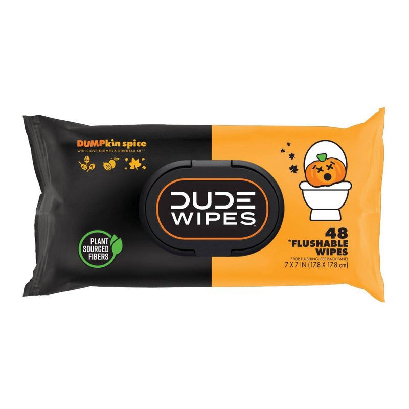slide 5 of 6, Dude Wipes Dumpkin Spice Flushable Wipes - 3pk/144ct, 3 pk; 144 ct