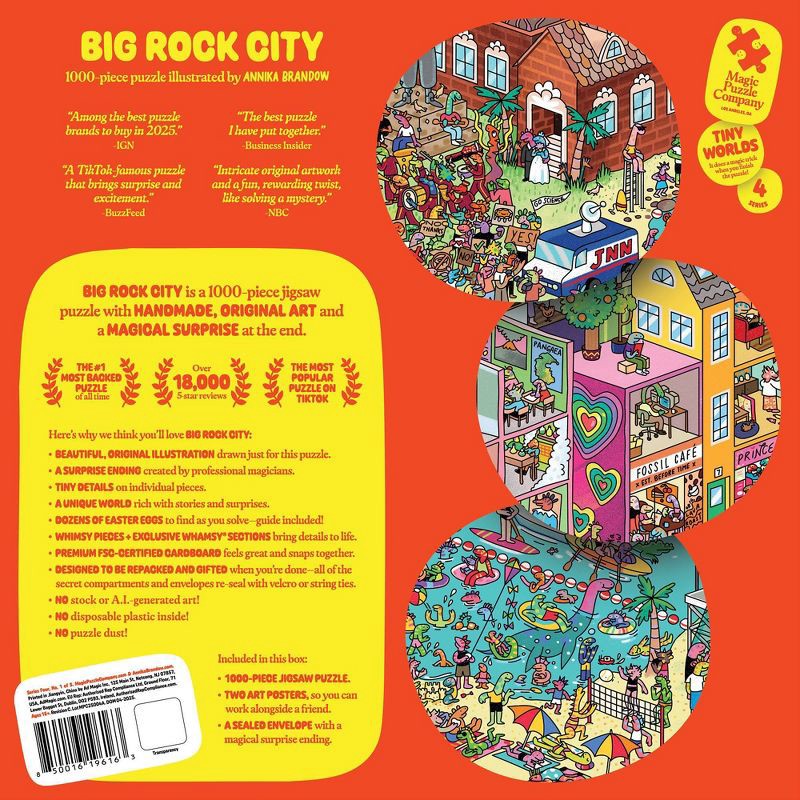 slide 5 of 5, Magic Puzzle Company Big Rock City Jigsaw Puzzle - 1000pc: Collage, Educational Focus on Memory & Fine Motor Skills, 1000 ct